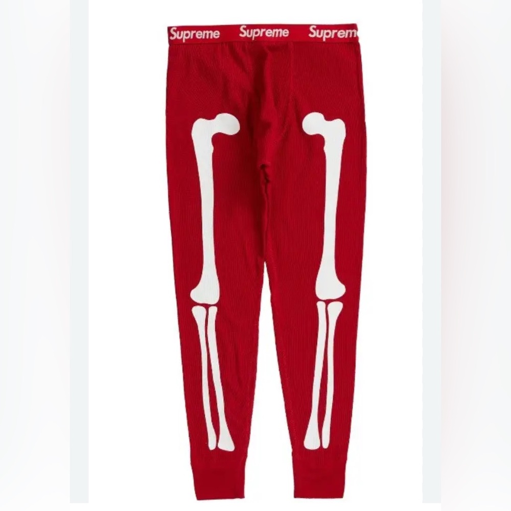 Supreme Bones Beefy Thermal Pants 1 Pack FW21 Red Skeleton Joggers